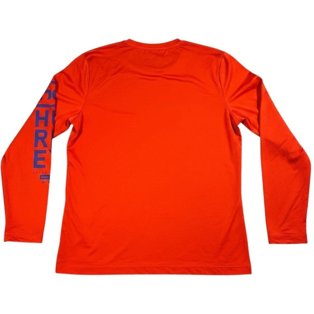 Hurley Rash Guard Mens Medium Orange Polyester Long Sleeve Surf Swim Performance